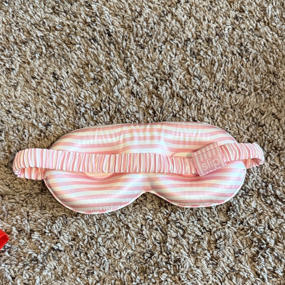 slip Pink and White Striped Sleep Mask